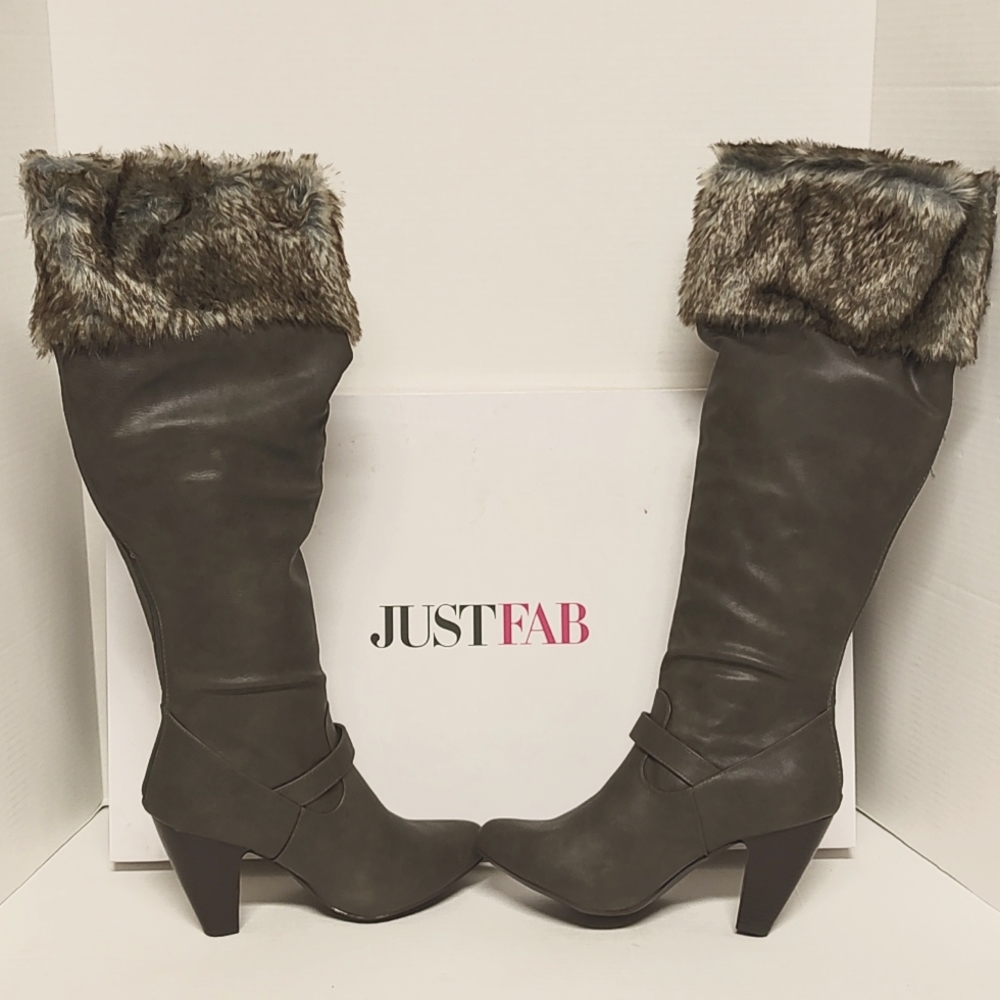 10 Women's Faux Fur Boots Grey Gray - Picture 3 of 6